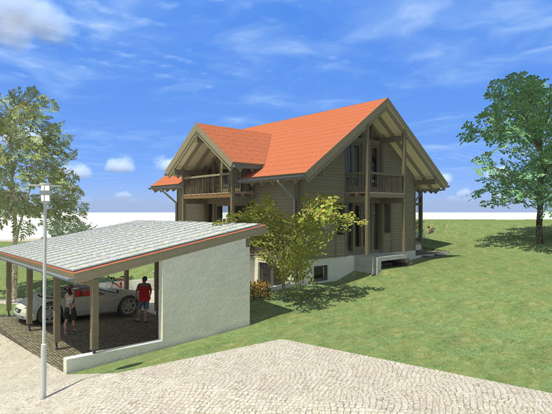 Holzskeletthaus mit Massivkeller